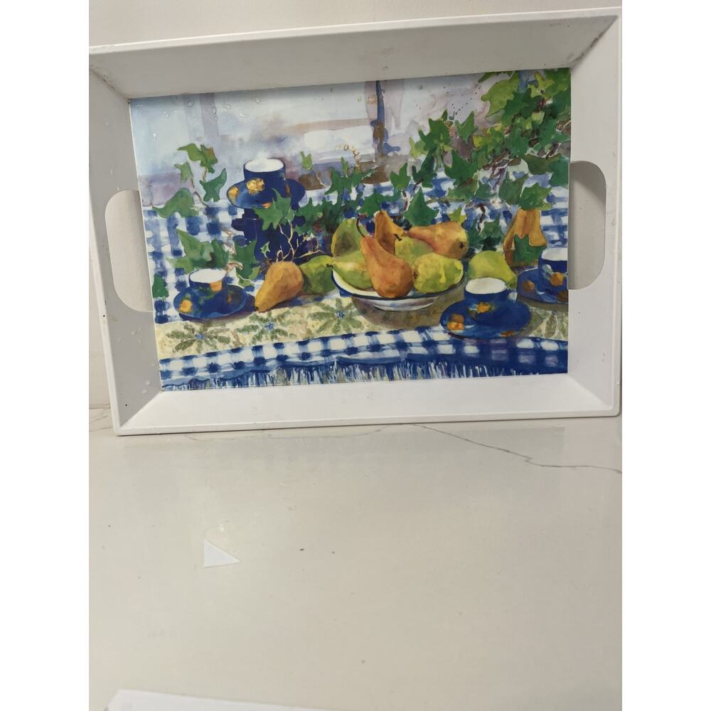 Melamine Tray Italy Handles Italian Tabletop Scene 16.25 x 12" VTG Summer